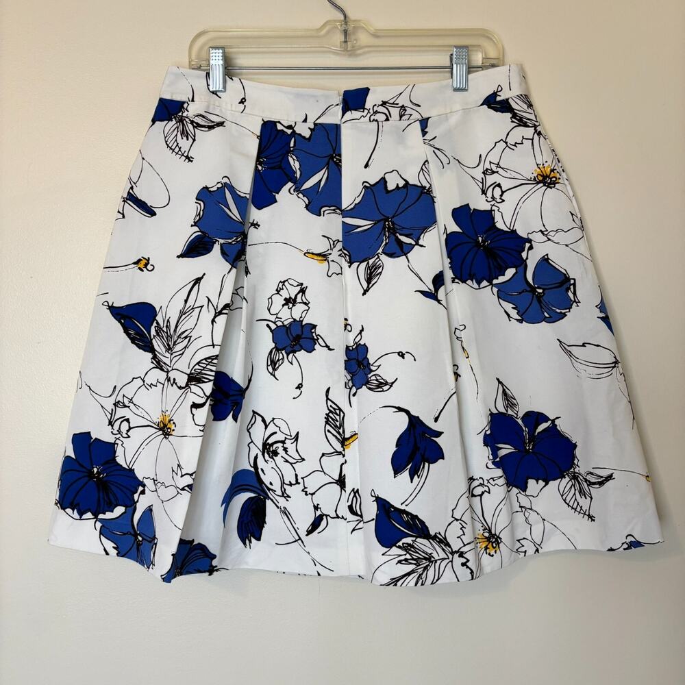 Brooks Brothers Red Fleece Pleated Floral A-Line Mini Skirt Women's 12 Classic